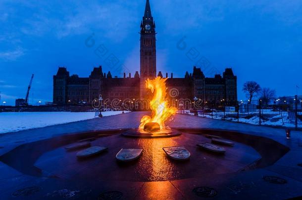 和平塔和<strong>一百周年</strong>火焰渥太华,加拿大