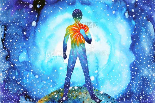 人和精神强大的能量连接向指已提到的人宇宙-包图企业站