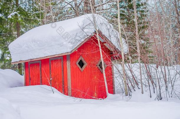 户外的看法关于传统的挪威人山红色的小木屋关于<strong>求爱</strong>