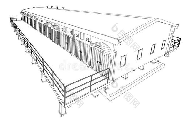 金属丝-框架工业的建筑物