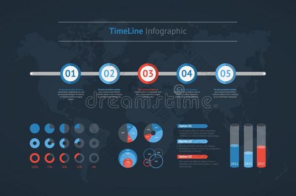 时间轴矢量信息图.世界地图