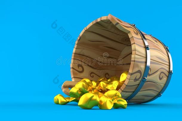 金块金里面的木制的水桶