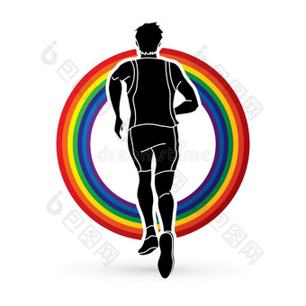 跑步的人短距离疾跑,马拉松赛跑跑步图解的矢量图片