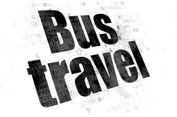 旅行观念:公共汽车旅行向数字的背景