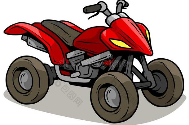 漫画红色的现代的在国外四倍摩托车
