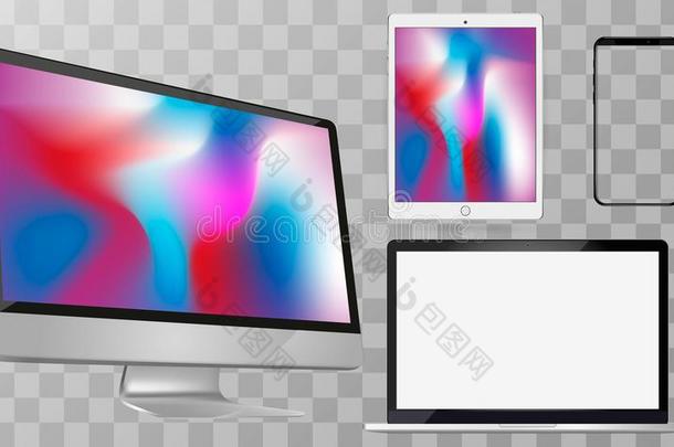 计算机屏幕,便携式电脑,碑personalcomputer个人计算机,聪明的电话矢量illustrat