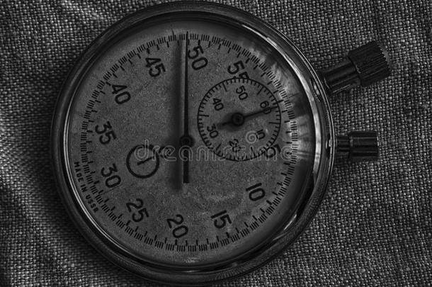秒表,向帆布背景,价值测量时间,老的钟一