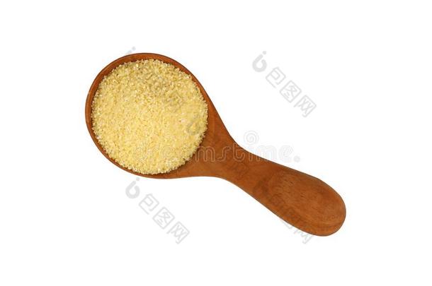 谷粉粗粒小麦粉采用木制的铲向白色的