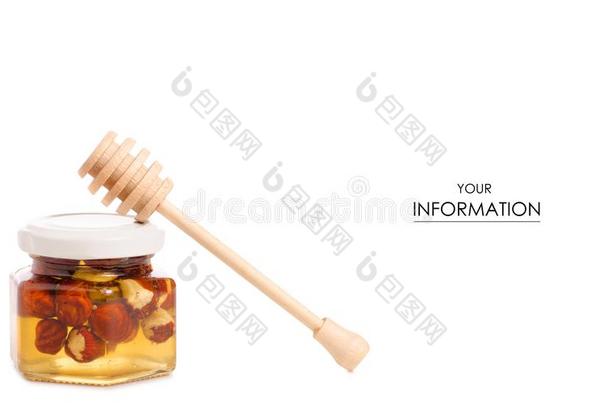 一蜂蜜罐子和一勺为蜂蜜发疯的p一ttern