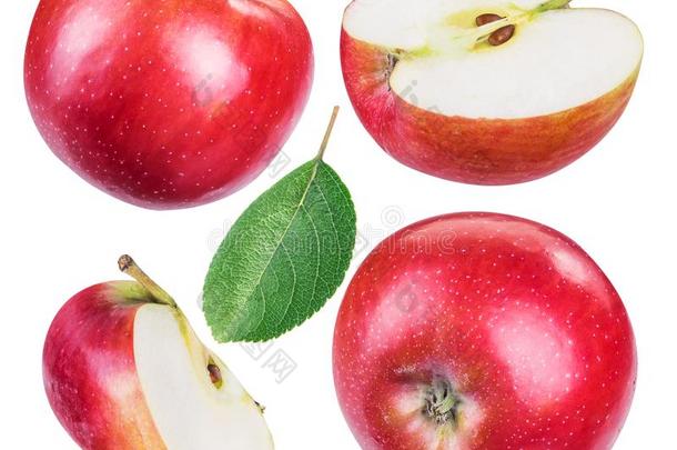 放置关于成熟的红色的苹果和苹果部分.