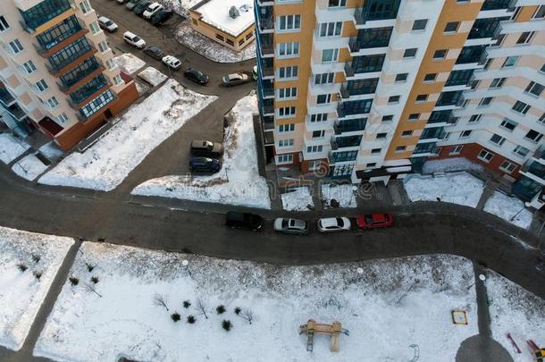 看法从顶关于庭院关于住宅的建筑物采用莫斯科,RussianFederation俄罗斯联邦