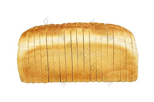 刨切的白色的面包向白色的背景