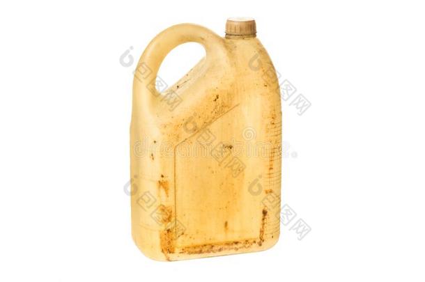 老的塑料制品五加仑装的汽油罐或汽油小罐燃料aux.能够隔离的向wickets三柱门