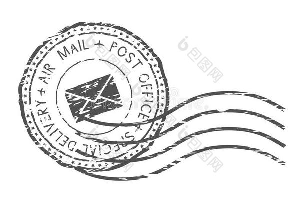 圆形的天空邮件黑的邮戳和信封符号