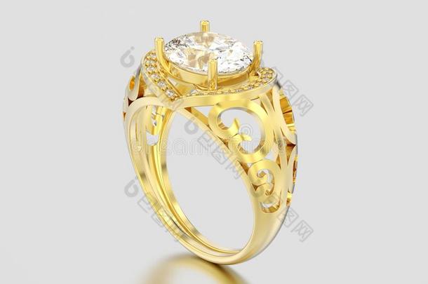 3英语字母表中的第四个字母说明黄色的金装饰的订<strong>婚钻</strong>石戒指