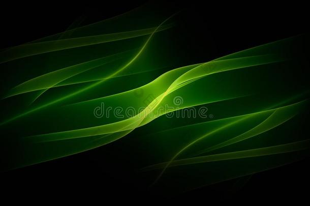 抽象的黑的<strong>背景</strong>和明亮的绿色的波