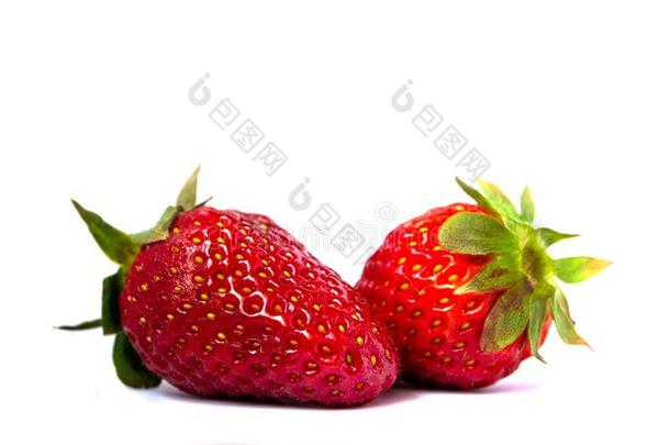 草莓隔离的向白色的背景.