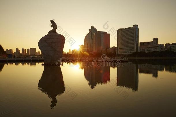 白鹿公园和建筑物,厦门,中国