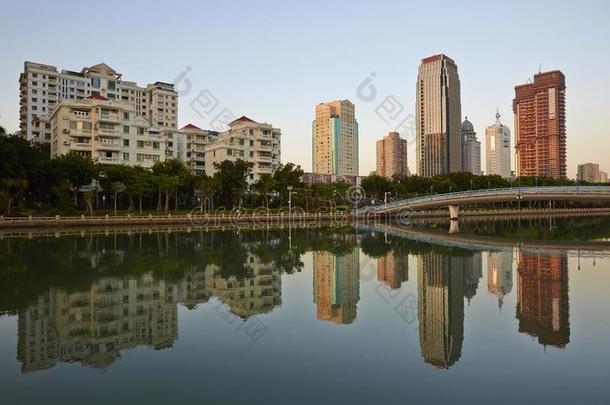 白鹿公园和建筑物,厦门,中国