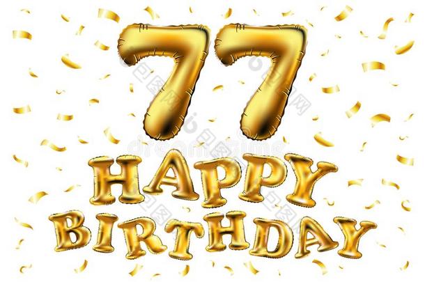 矢量幸福的生日77Thail和泰国庆祝金气球和金en