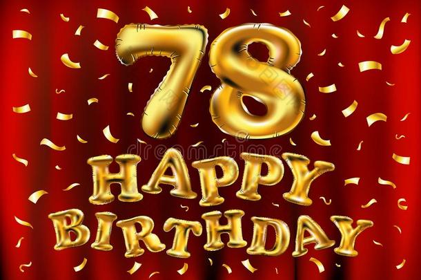 矢量幸福的生日78Thail和泰国庆祝金气球和金en
