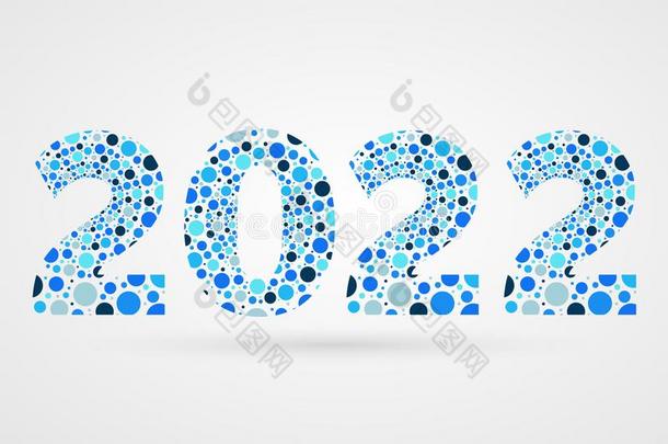 2022幸福的新的年抽象的矢量说明.蓝色泡英文字母表的第19个字母