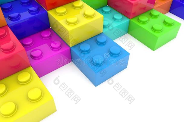 连接的富有色彩的玩具砖.3英语字母表中的第四个字母说明
