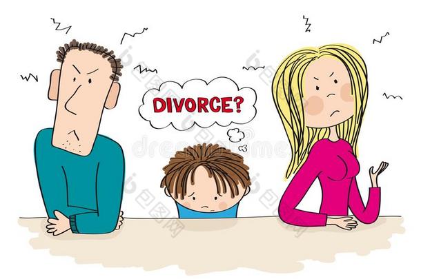 争<strong>辩</strong>双亲.他们的悲哀的小孩是（be的三单形式思考关于离婚.