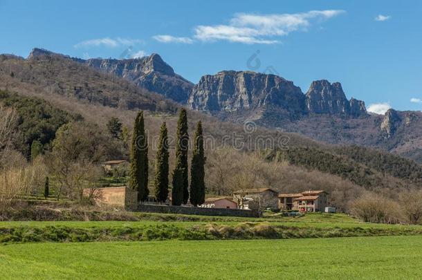 美丽的西班牙的风景在近处指已提到的人古代的村民<strong>旅舍</strong>demand需要
