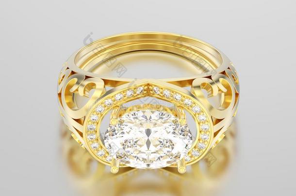 3英语字母表中的第四个字母说<strong>明黄色</strong>的金装饰的订婚钻石戒指