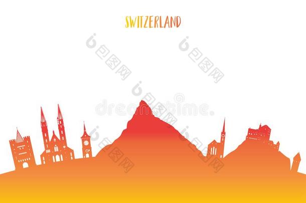 瑞士陆标全球的旅行和旅行纸背景.