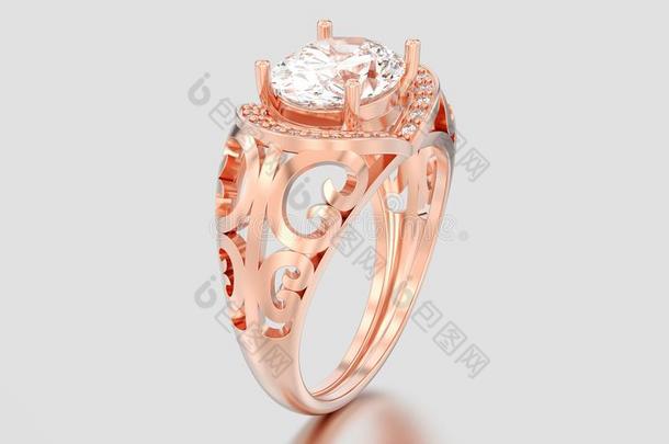 3英语字母表中的第四个字母说明玫瑰金装饰的订婚钻石戒指