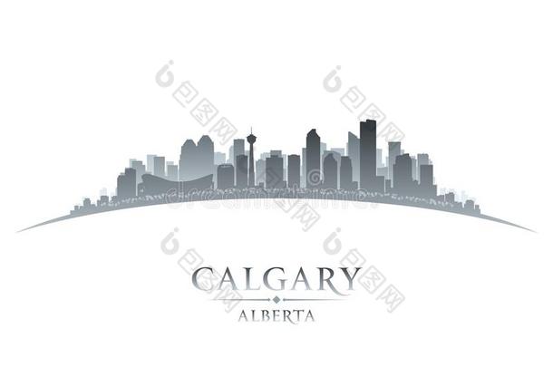 卡尔加里艾伯塔加拿大城市地平线轮廓白色的背景