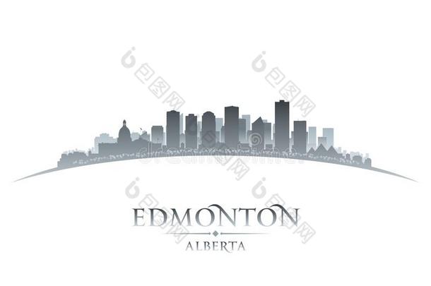 埃德蒙顿<strong>艾</strong>伯塔加拿大城市地平线轮廓白色的背景