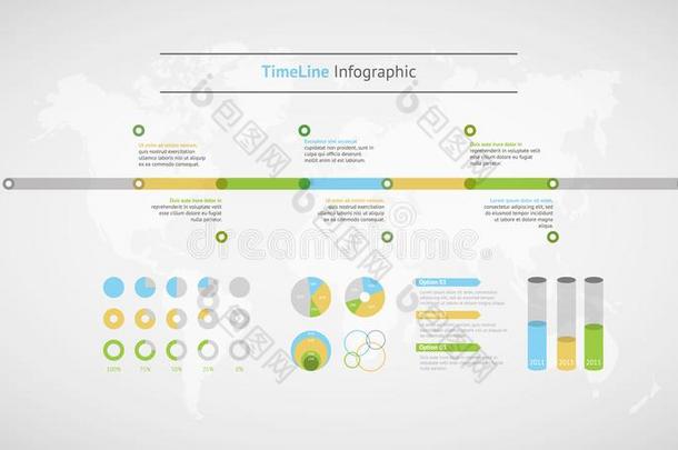时间轴矢量信息图.世界地图