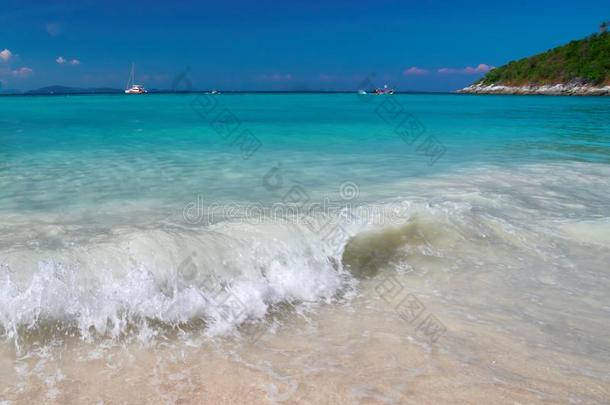 海海浪.绿松石波浪名册向沙的海滩.海浪向指已提到的人托普利