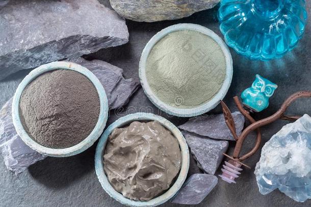 古代的自然矿物,不同的类型关于黏土用过的为护肤品