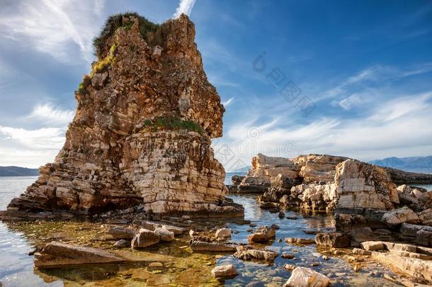 极好的悬崖形成在<strong>卡西欧</strong>皮海滩采用科孚岛,希腊