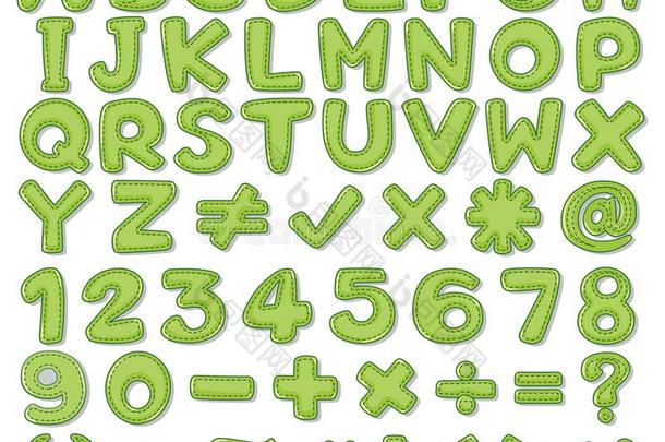 <strong>字体设计</strong>为英语字母表和算术采用绿色的