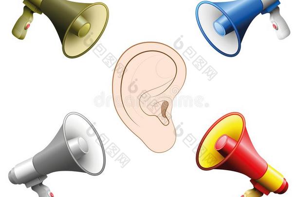 听力损害耳朵噪音喧闹声扩音器