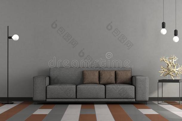 灰色和棕色的现代的休息厅