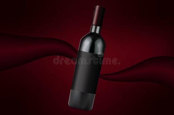 矢量现实的红色的葡萄酒<strong>瓶子</strong>,乙醇产品.玻璃<strong>瓶子</strong>我