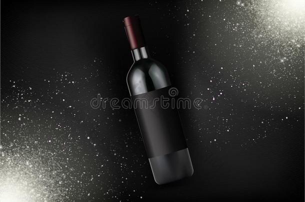 矢量现实的红色的葡萄酒瓶子,乙醇产品.玻璃瓶子我