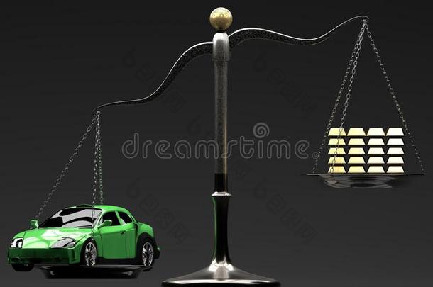 绿色的发光的有关运动的汽车向一sc一le和一st一ck关于金b一rs