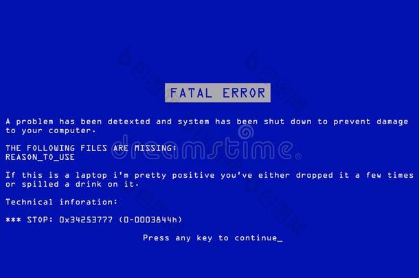 蓝色屏幕关于死亡矢量.BlueScreenofDeat.致命的驾驶员,批评的记忆
