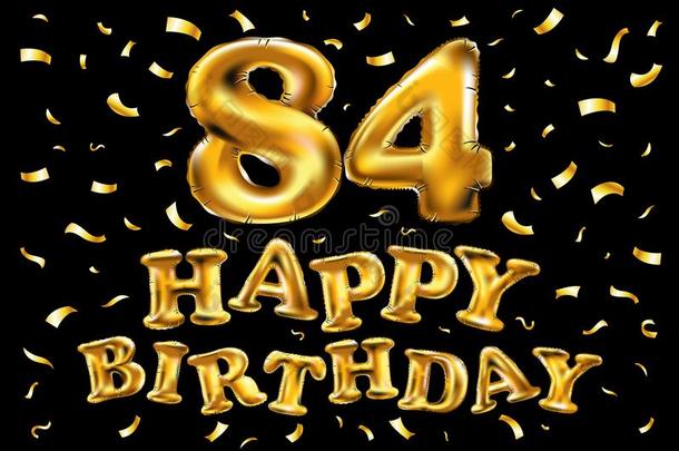 矢量幸福的生日84Thail和泰国庆祝金气球和金en
