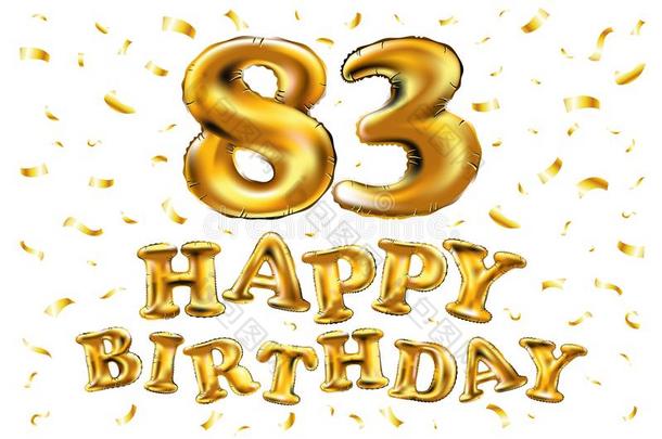 矢量幸福的生日83Thail和泰国庆祝金气球和金en