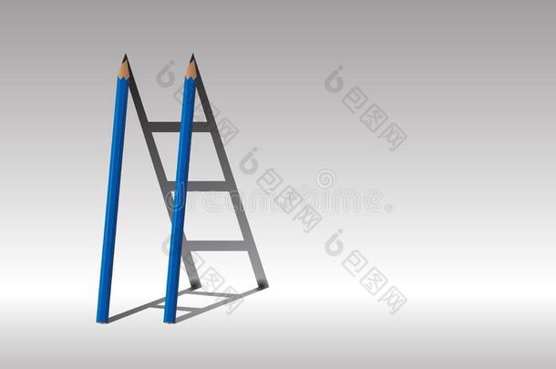 楼梯向成功.,蓝色两个铅笔和阴影楼梯.,lease租约
