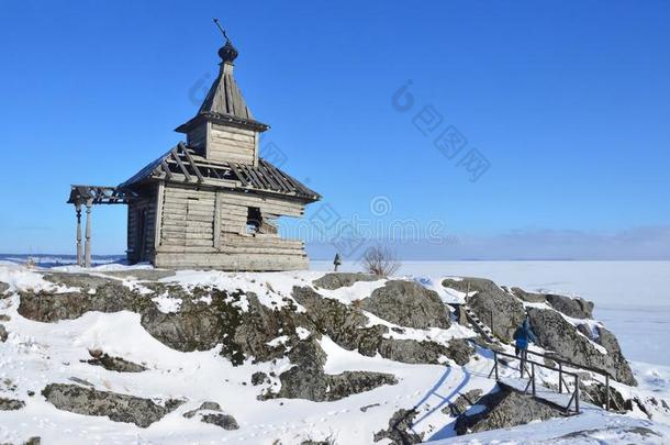 俄罗斯帝国,湖拉多加湖,破坏割草小教堂采用w采用ter