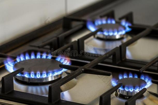 自然的气体燃烧的向厨房气体炉采用指已提到的人黑暗的.镶板从